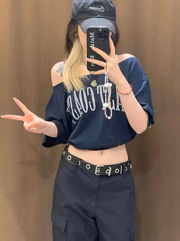 Elegant Korean Chic Oversize Crop Top