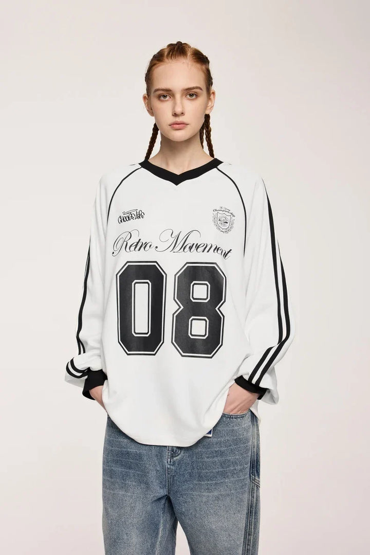 Football Jersey Loose Fit Sweater - VILIVAUN