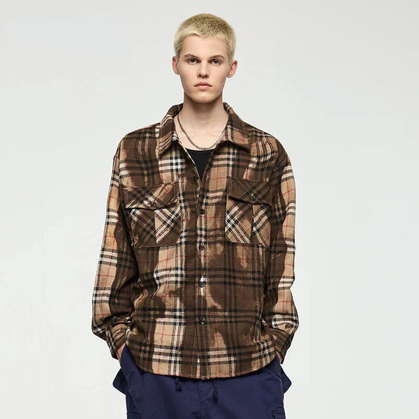 Y2k Plaid Washed Long Sleeve Shirt