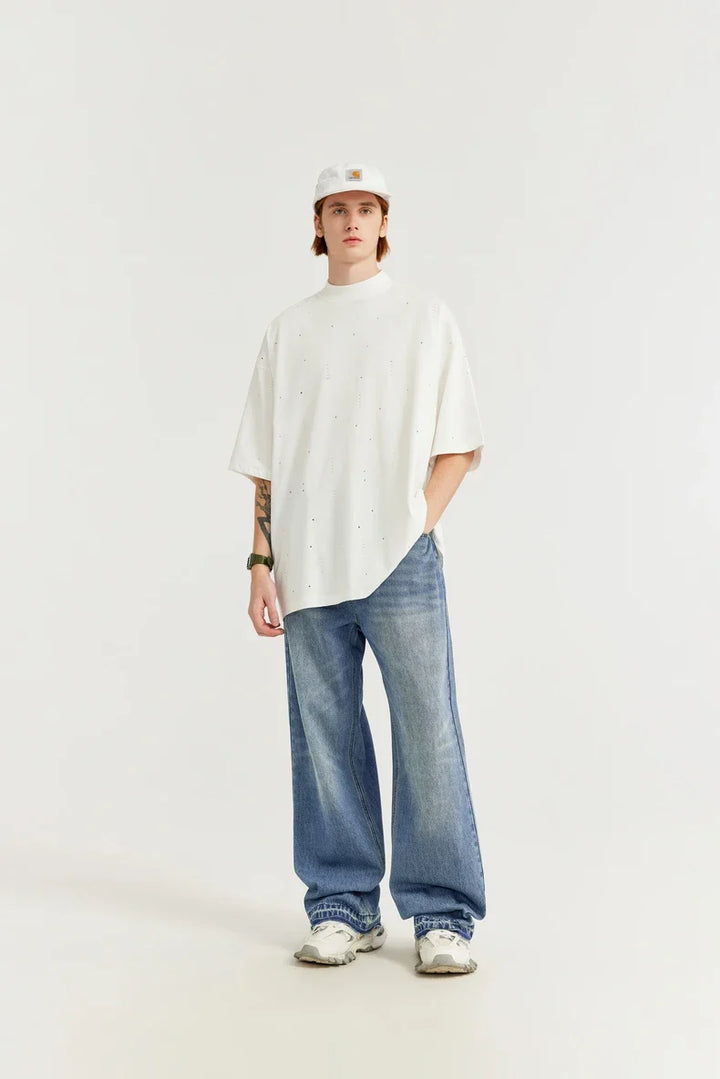 Classic Retro Washed Denim Pant     - VILIVAUN