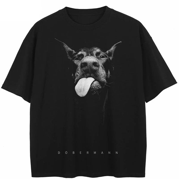 Graphic Doberman Dog Cotton Hip T-Shirt