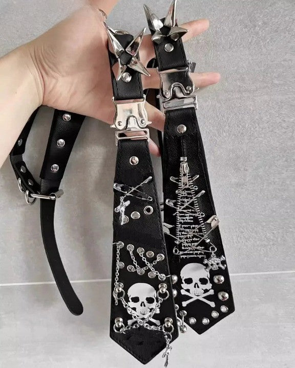 Y2k Skull Chain Tie     - VILIVAUN