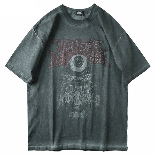 Dark Evil Eye Print Hip T-Shirt