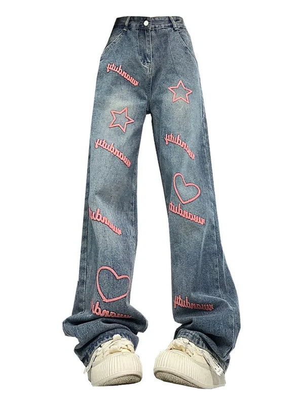 Bink Heart Blue Jeans     - VILIVAUN