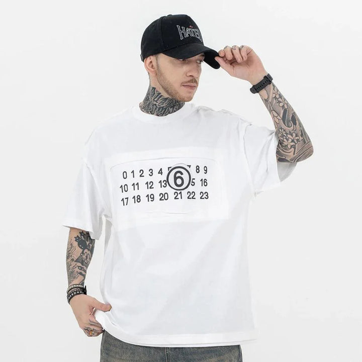 NUMBERS Print Gothic T-Shirt     - VILIVAUN