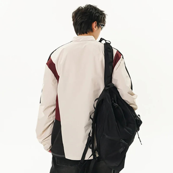 Y2K Color Block Patchwork Sweatshirt     - VILIVAUN