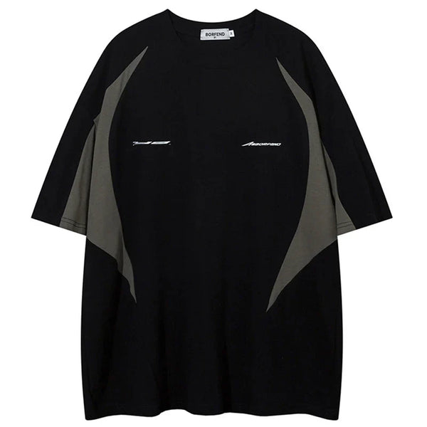 Color Block Patchwork Oversized Hip T-Shirt