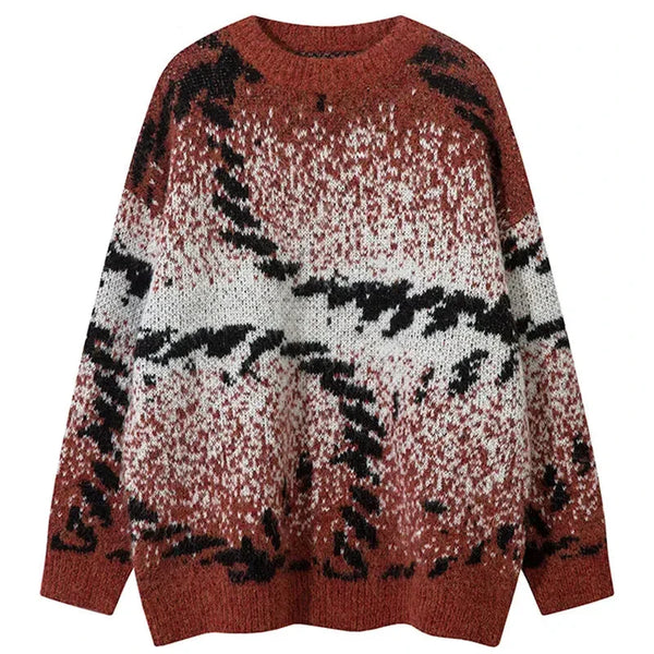 Y2k Vintage Gradient Black Striped Sweater Red M - VILIVAUN