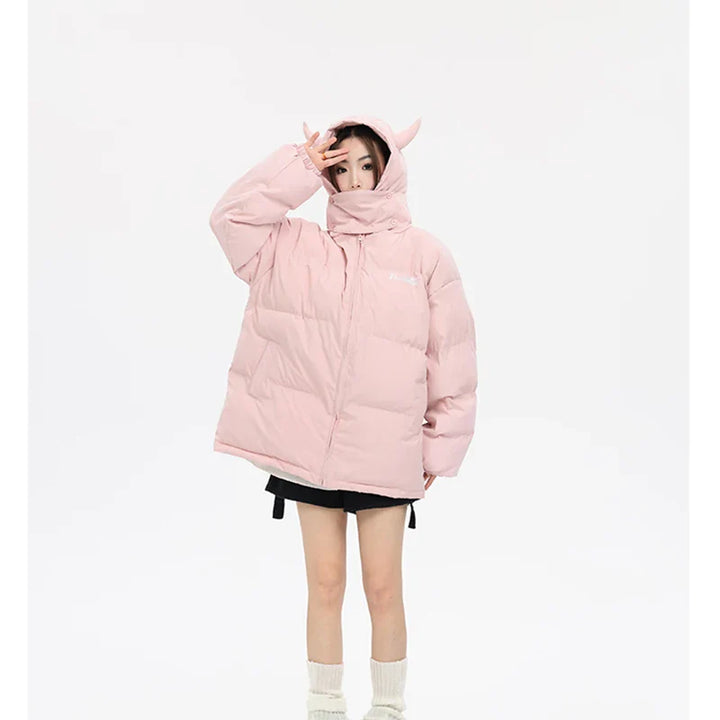 Devil's Horn Hooded Puffer Jacket     - VILIVAUN