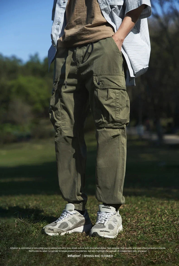 Casual Large Pockets Cargo Pant  Army green M  - VILIVAUN