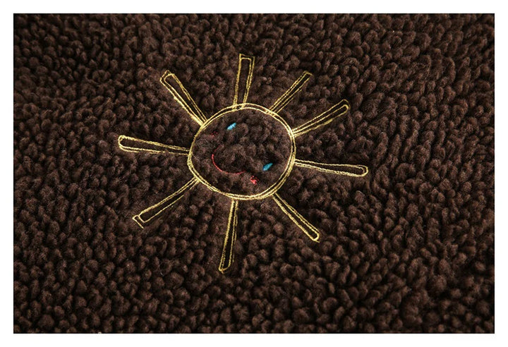 Embroidered Fleece Button-Up Jacket     - VILIVAUN