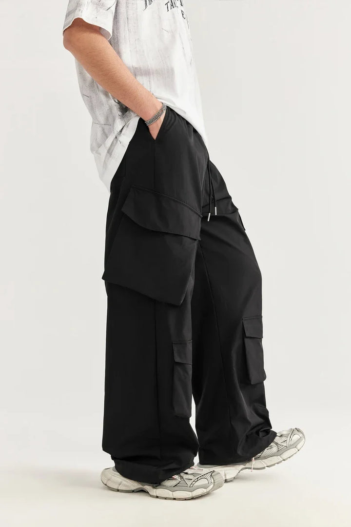 Casual 3D Wide-leg Cargo Pants     - VILIVAUN