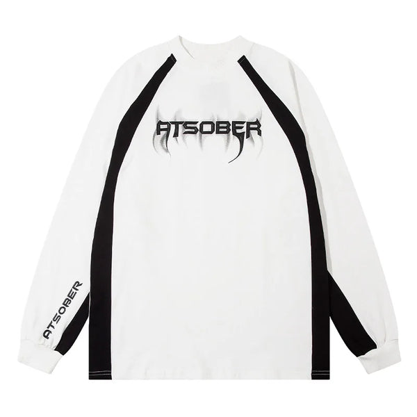Stripped Letter Printed Sweatshirt  White M  - VILIVAUN
