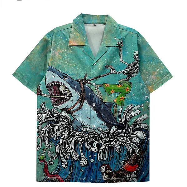Graphic Shark Hawaiian Beach Shirt