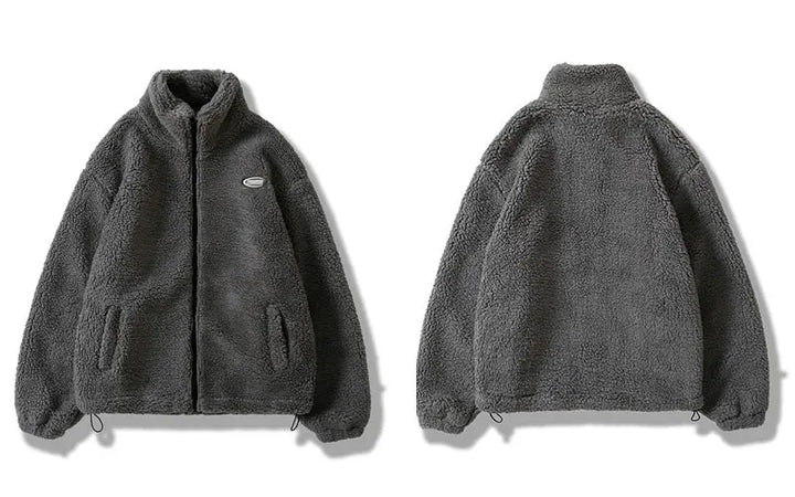 Harajuku Fleece Fluffy Jacket  Gray S  - VILIVAUN