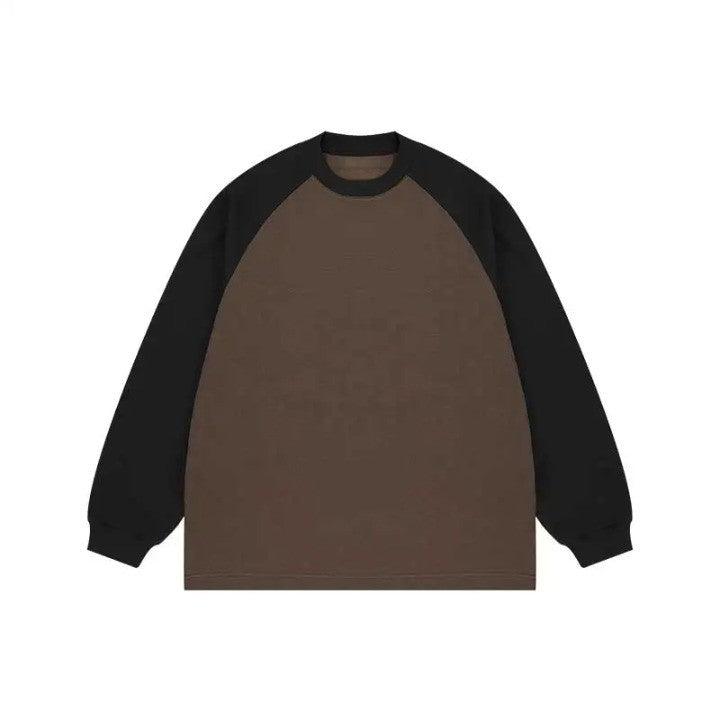 Casual Long Sleeve Oversized T-Shirt  Coffee M  - VILIVAUN