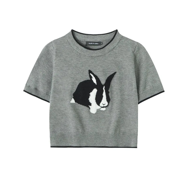 Women's Bunny Bliss Cropped T-shirt  grey S  - VILIVAUN