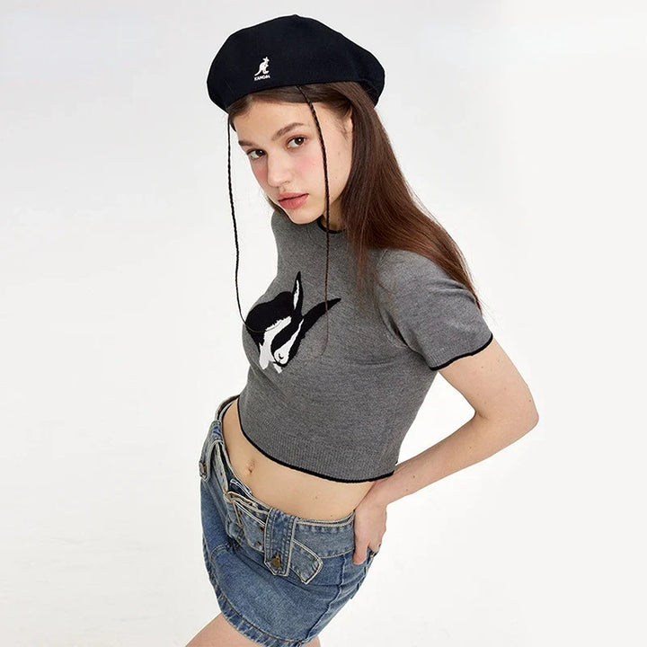 Women's Bunny Bliss Cropped T-shirt     - VILIVAUN