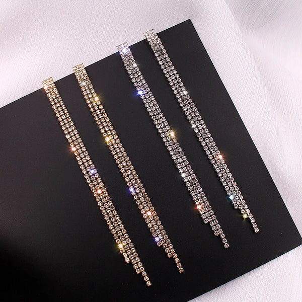 Rhinestone Long Shiny Dangle Earrings