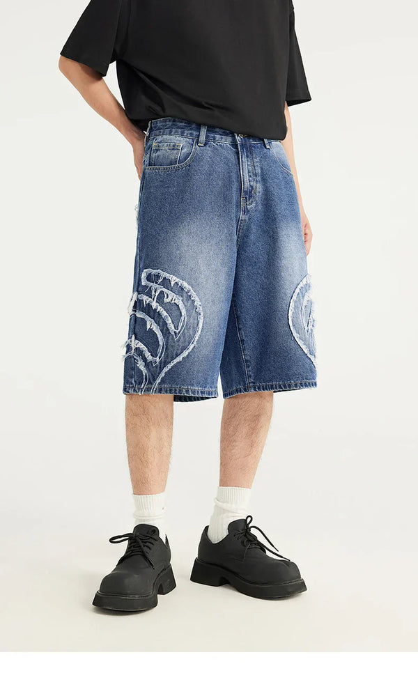 Vintage Patchwork Distressed Denim Cropped Jeans