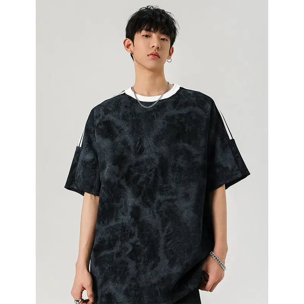 Retro Striped Tie-Dyed Loose T-Shirt