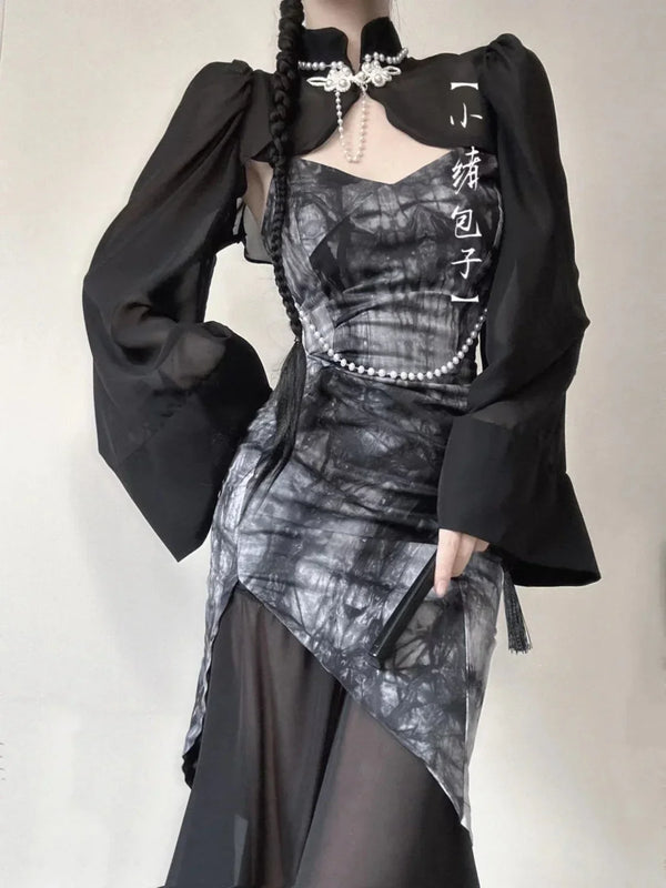 Gothic Wide Sleeve Midi Dress