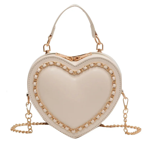 Red Heart Chain Crossbody Bag