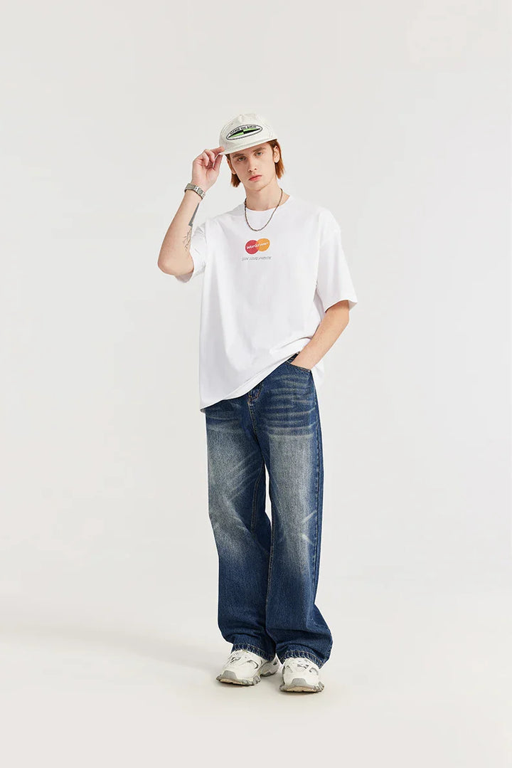 Retro Ripped Wide-Leg Denim Jeans     - VILIVAUN