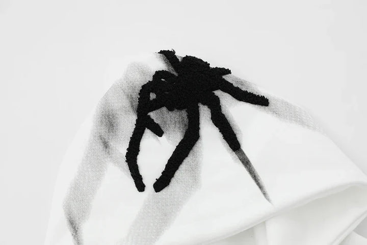 Y2K Webbed Embroidery Hoodie     - VILIVAUN