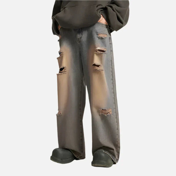 Grunge Ripped Off Baggy Jeans