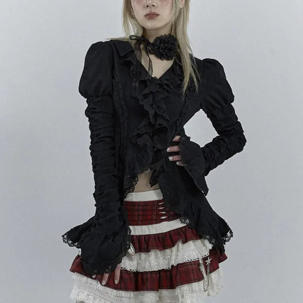 Dark Gothic Lace Vintage Blouse Shirt