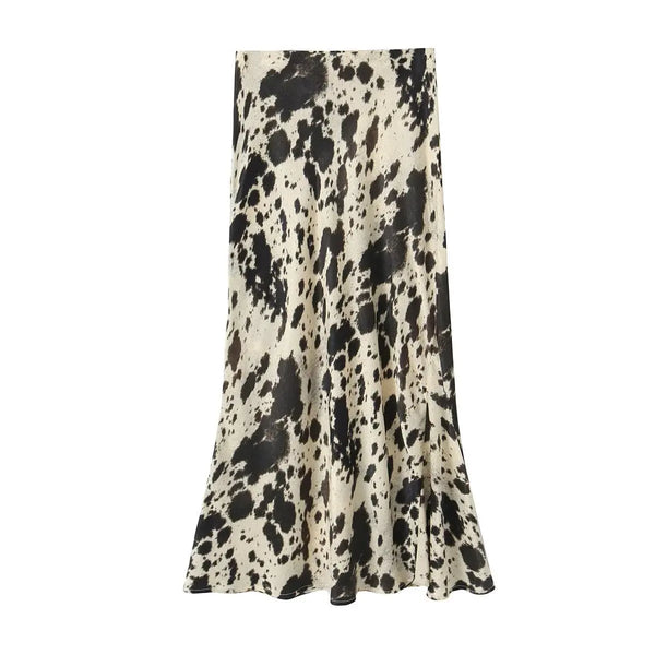 Versatile Animal Pattern Silk Satin Skirt