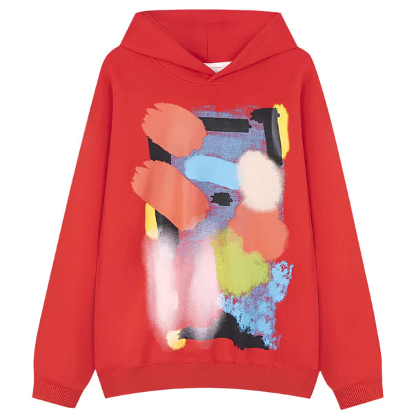 Y2K Paintings Mixed Color Hoodie Red L - VILIVAUN