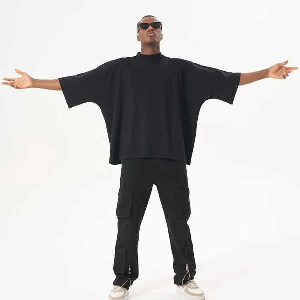 Heavyweight Distressed Oversized Cropped T-Shirt