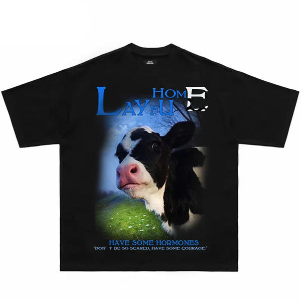 Cow Letter Print T-shirt