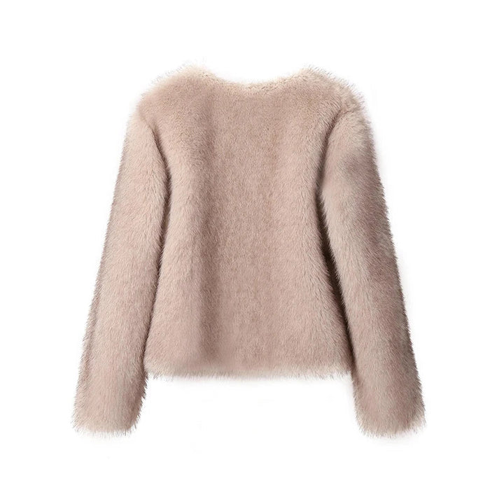 Luxury Cropped Faux Fur Coat Jacket     - VILIVAUN