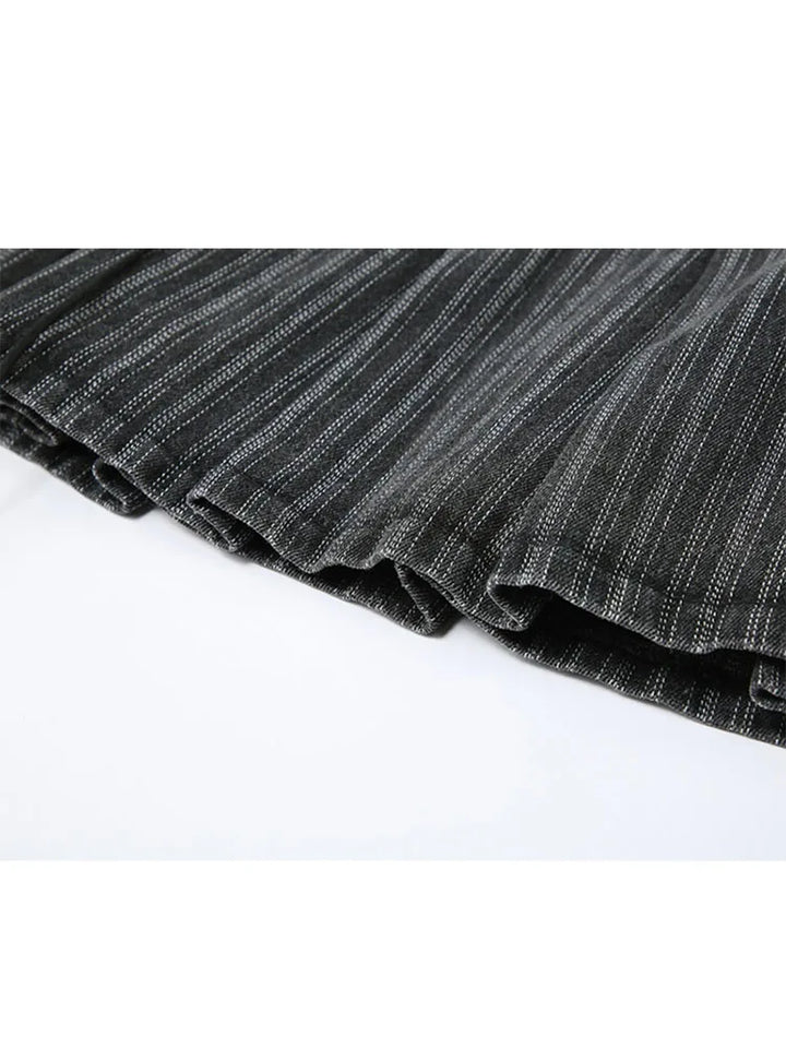 Y2K Stripe Bandage Mini Skirt     - VILIVAUN
