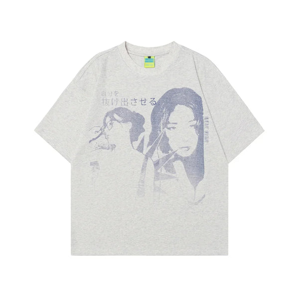 Vintage Portrait Print Girl T-Shirt