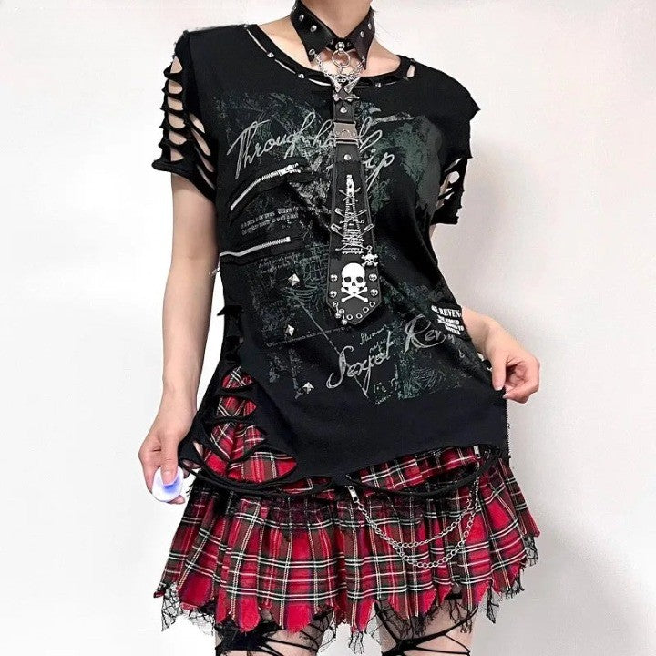 Y2k Skull Chain Tie     - VILIVAUN