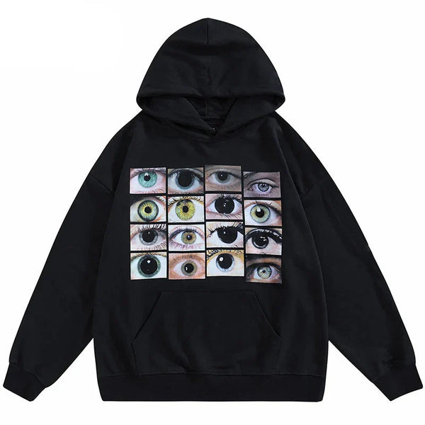 Eyes Print Hip Hop Pullover Hoodie