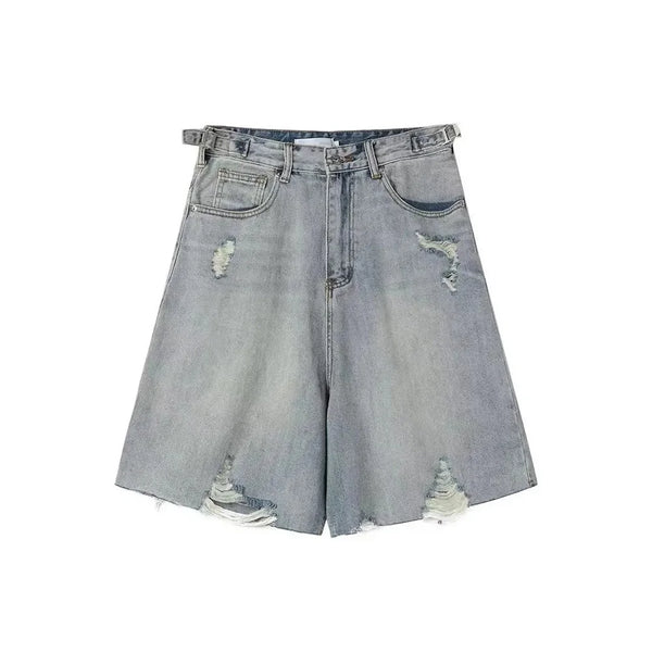 Vintage Ripped Washed Denim Shorts