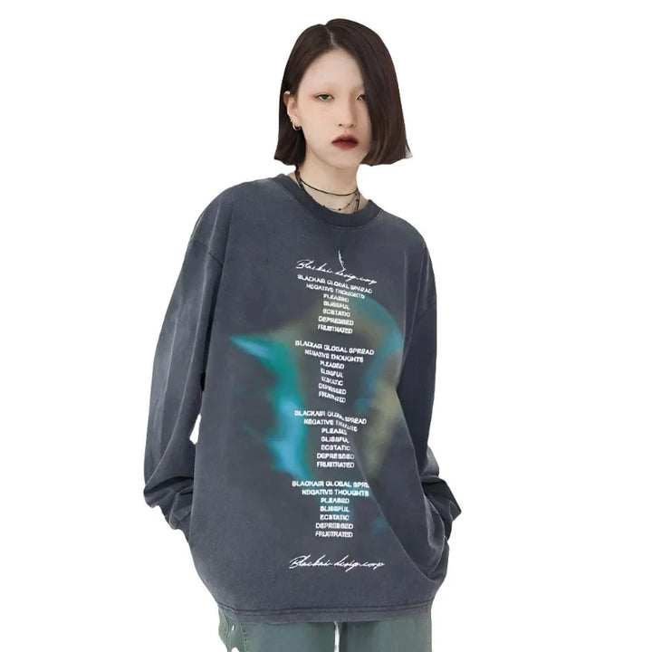 Casual Letter Printed Oversized Sweater     - VILIVAUN
