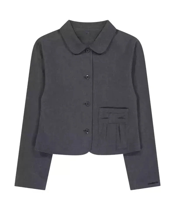 Retro Japanese Campus Style Suit Jacket Dark Grey S - VILIVAUN