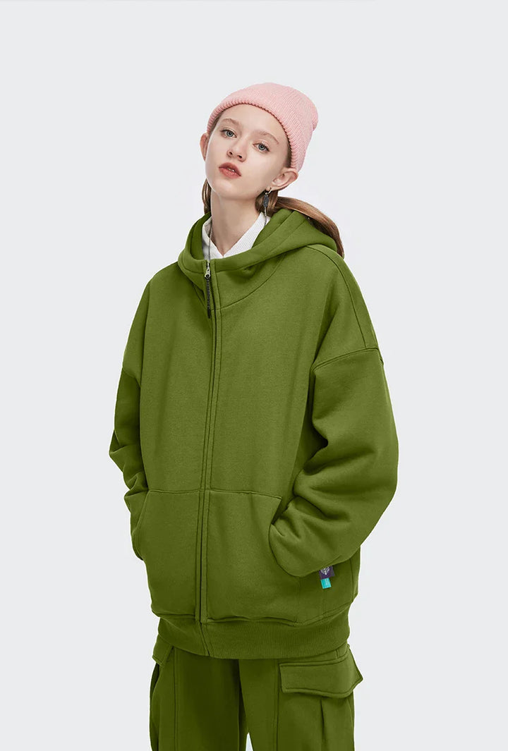 Heavy Weight Fleece Zipper Hoodie     - VILIVAUN