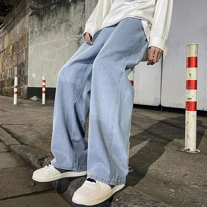 Y2k Loose Baggy Street Jeans white blue S - VILIVAUN