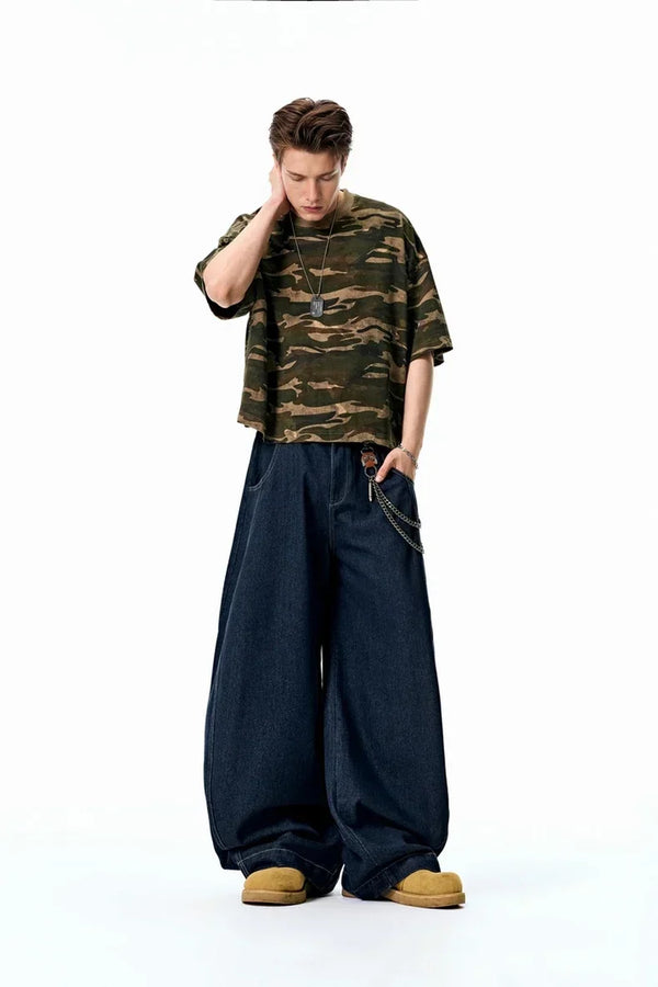 Retro American Oversized Washed Denim Wide Jeans