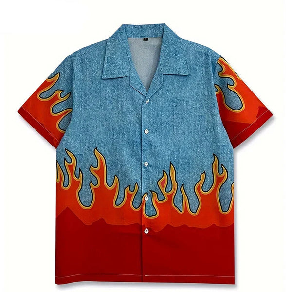 Flame Graphic Hawaiian for Summer Shirt