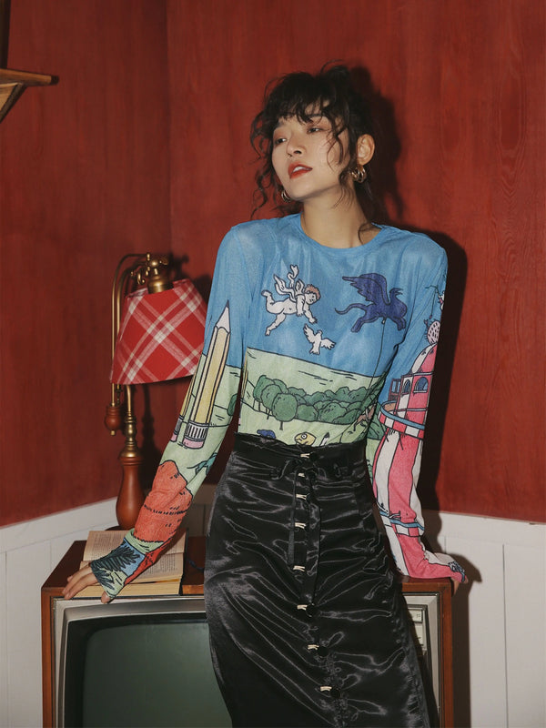 Cartoon Print Y2K T-Shirt