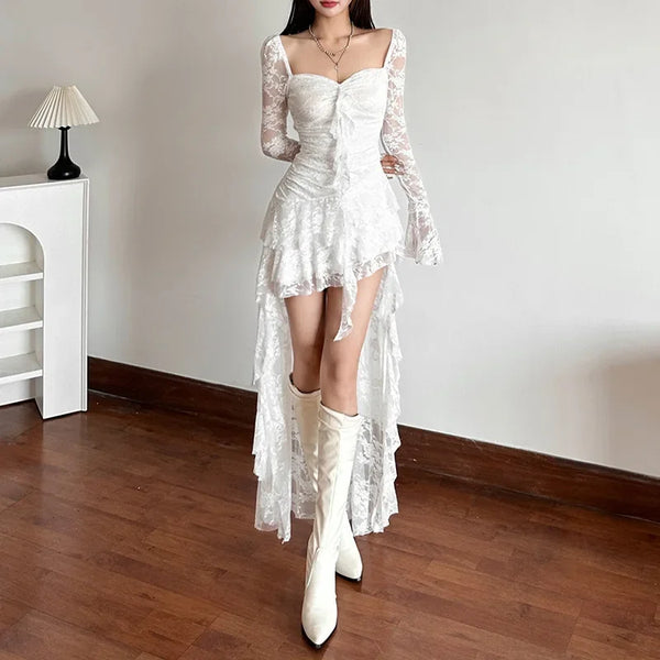 Gothic Lace Flare Sleeve A-line Dress