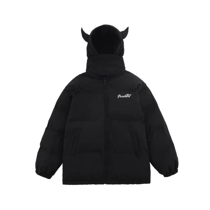 Devil's Horn Hooded Puffer Jacket  Black M  - VILIVAUN